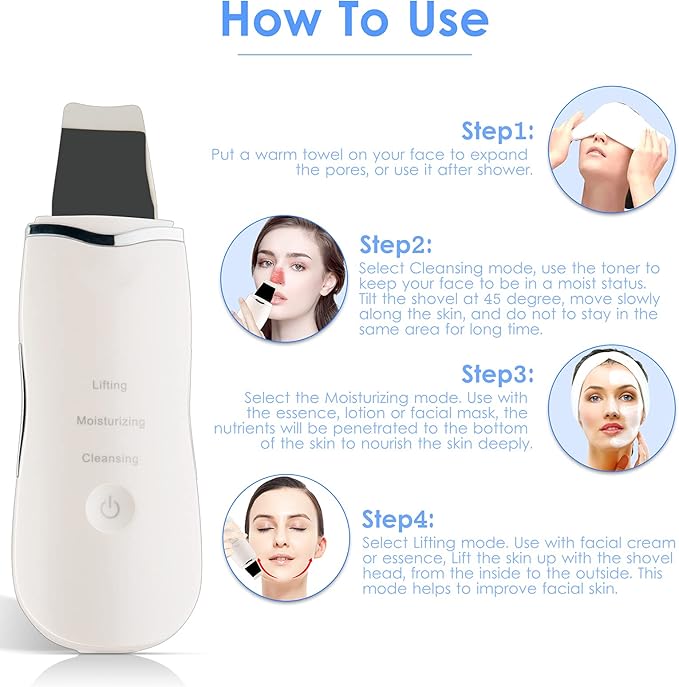 3-in-1 Ultrasonic Facial Skin Scrubber (Original)