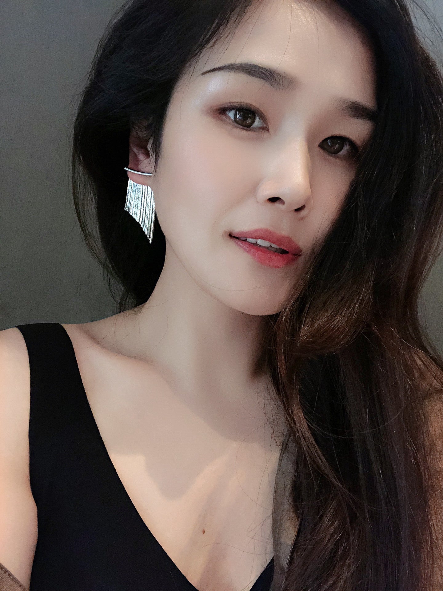 18K Heavy Metal Snake Bones Chain Line Tassel Earrings